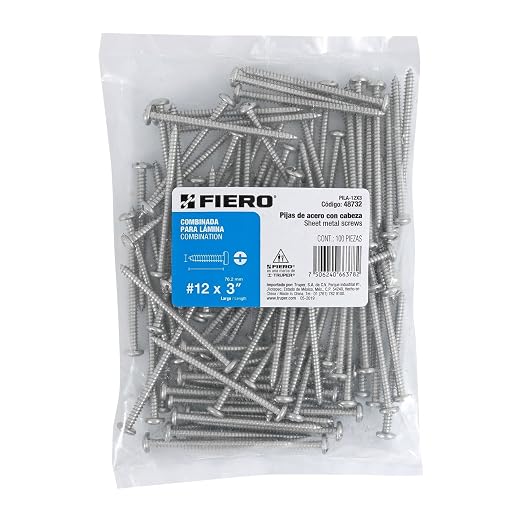 BOLSA CON 100 PIJAS PARA LAMINA #12 X 3" FIERO