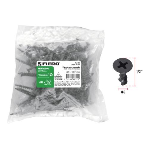 BOLSA 100 PIJAS Num.6 X 1/2 Plg. CABEZA PLANA PHILLIPS MULTIUSOS