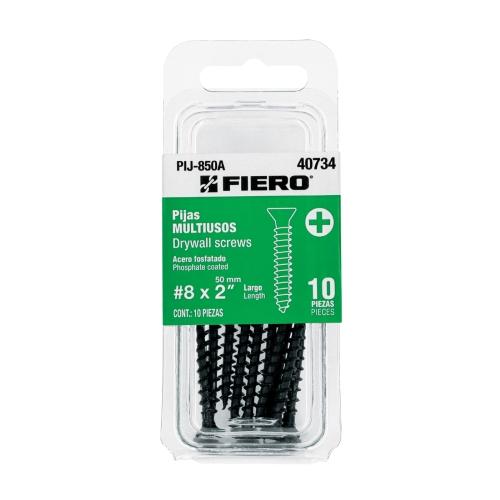 BLISTER DE 10 PIJAS #8 X 2" CABEZA PLANA PHILLIPS MULTIUSOS FIERO