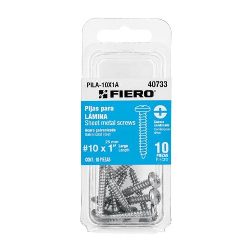 BLISTER CON 10 PIJAS PARA LAMINA #10 X 1" FIERO