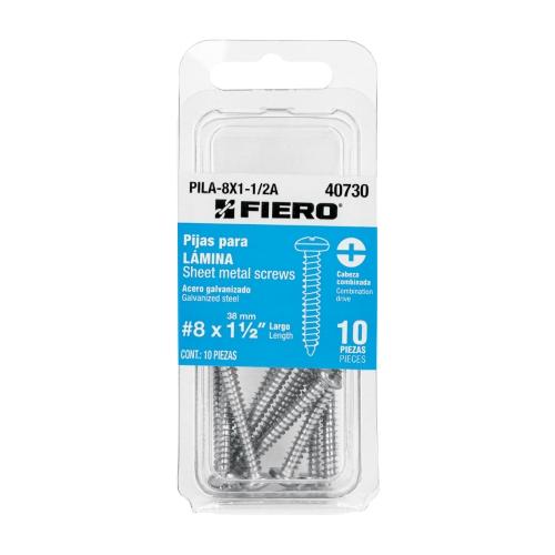 BLISTER CON 10 PIJAS PARA LAMINA #8 X 1-1/2" FIERO