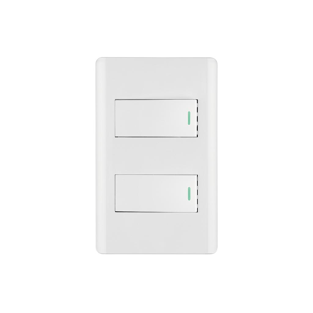 PLACA ARMADA BLANCA CON 2 INTERRUPTORES 1 MÓDULO  LISBOA