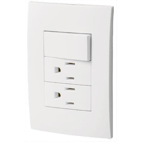 PLACA ARMADA 2 CONTACTOS E INTERRUPTOR LINEA OSLO BLANCO