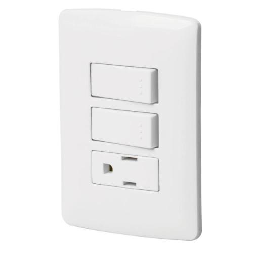 PLACA ARMADA CONTACTO 2 INTERRUPTORES BLANCO LINEA ITALIANA