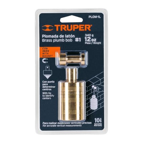 PLOMADA DE LATON 12 oz CON CENTRO Y GUIA MAGNETICA TRUPER