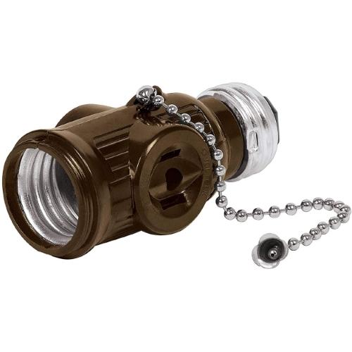 PORTALAMPARA DE BAQUELITA CADENA Y DOBLE CONTACTO VOLTECK