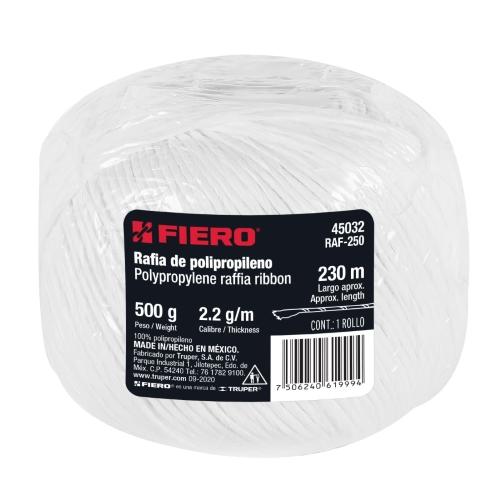 ROLLO DE RAFIA DE 230 m COLOR BLANCO CALIBRE 2.2 g / m PESO DE 500 g FIERO