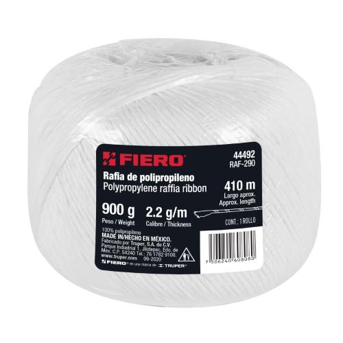ROLLO DE RAFIA DE 410 m COLOR BLANCO CALIBRE 2.2 g / m PESO DE 900 g FIERO
