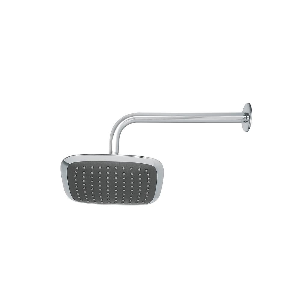 REGADERA CUADRADA DE 8" DE PLASTICO ABS CON BRAZO Y CHAPETON CROMO FOSET AERO
