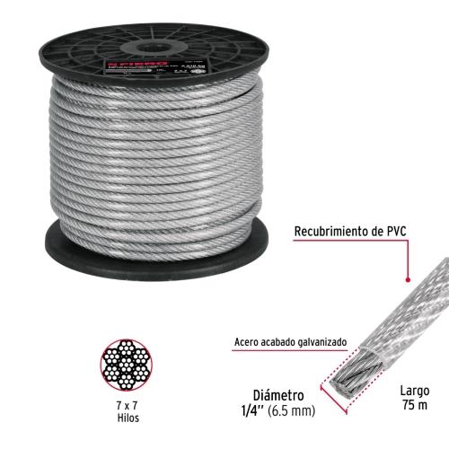 METRO DE CABLE RIGIDO 1/4 7X7 REC/PVC FIERO