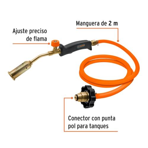 SOPLETE DE LATON CON MANGUERA DE 2 m PUNTA POL 7/8" TRUPER