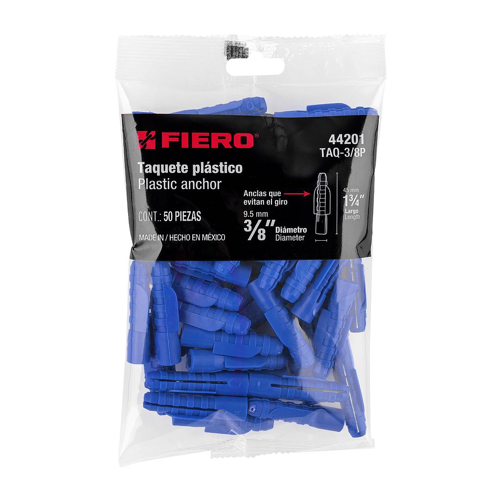 BOLSA CON 50 TAQUETES DE PLASTICO DE 3/8" FIERO