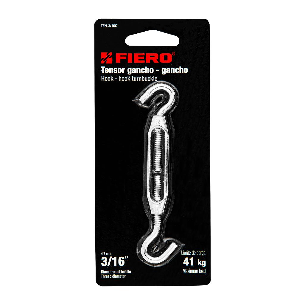 TENSOR ZINC DE 3/16" GANCHO -GANCHO FIERO
