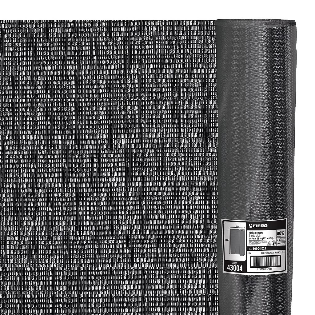 ROLLO DE MALLA SOMBRA 80% MONOFILAMENTO NEGRO DE 1.85 m X 25 m FIERO