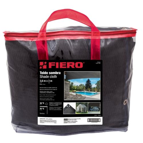 TOLDO SOMBRA 80% MONOFILAMENTO NEGRO DE 3.6 m X 3 m FIERO