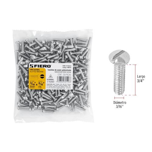 TORNILLO ESTUFA 3/16X3/4 CAJ C/250PZ FIE