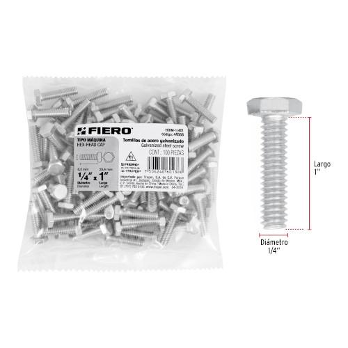 TORNILLO MAQUINA 1/4X1CAJ C/100PZA FIERO