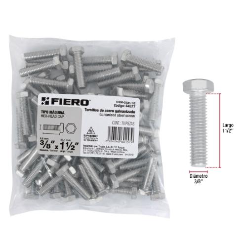 TORNILLO MAQUINA 3/8X11/2 CAJ.C/70PZ FIE