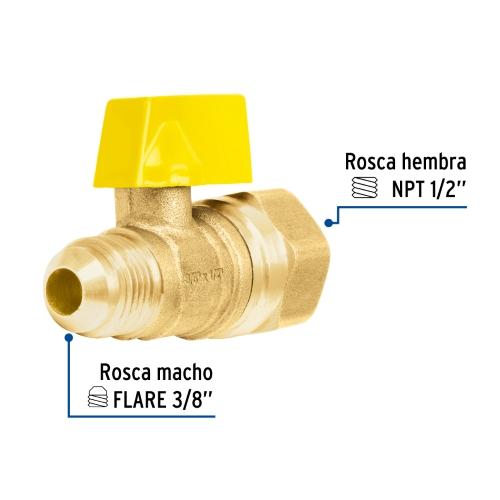 VALVULA CONTROL DE GAS 3/8X1/2 FOSET