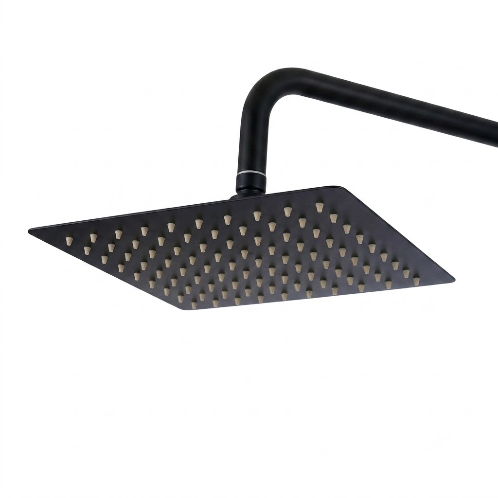 REGADERA CUADRADA 8 C/BRAZO 40CM NEGRO MATE PIDSA