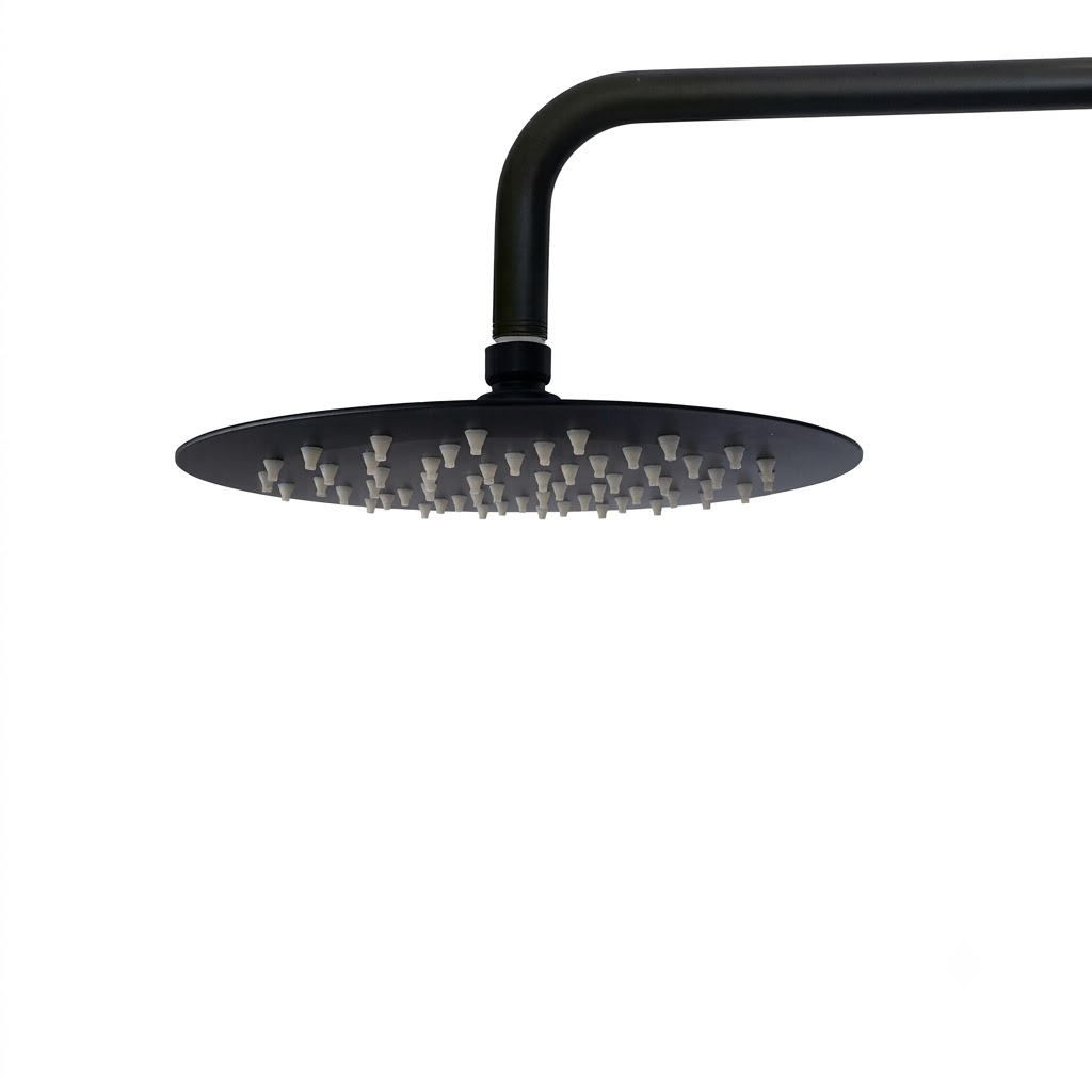 REGADERA REDONDA ULTRADELGADA DE 8" CON BRAZO 40 cm NEGRO MATE 55714 PIDSA