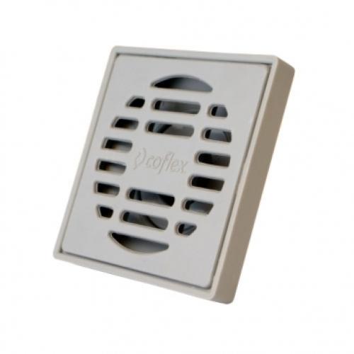 COLADERA CUADRADA DE ABS CON REJILLA GRIS PARA TUBO DE 2" COFLEX