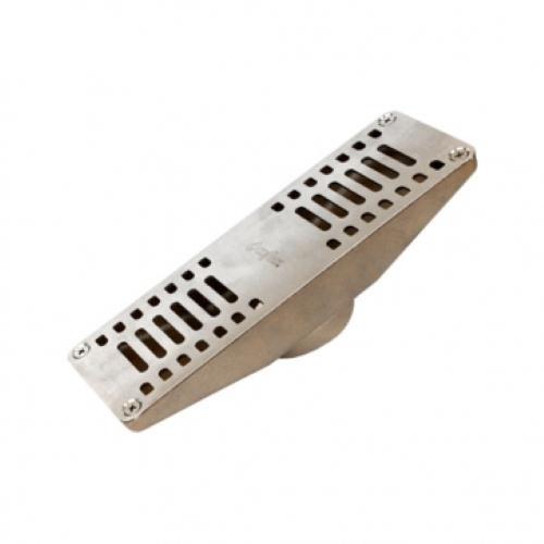 COLADERA RECTANGULAR DE LATON CON REJILLA DE ACERO INOXIDABLE PARA TUBO ROSCADO DE 2" COFLEX