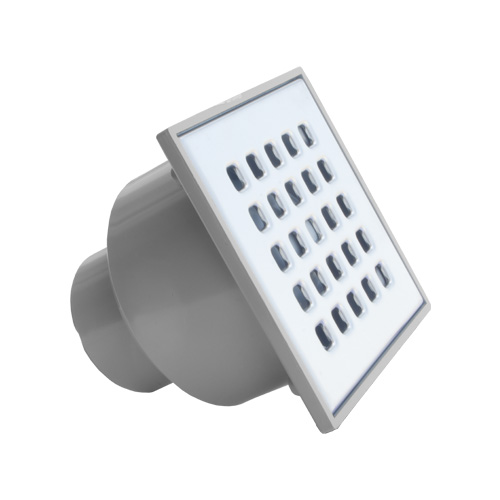 COLADERA DE PVC 10X10CM CON REJILLA ACERO INOXIDABLE SALIDA VERTICAL COFLEX