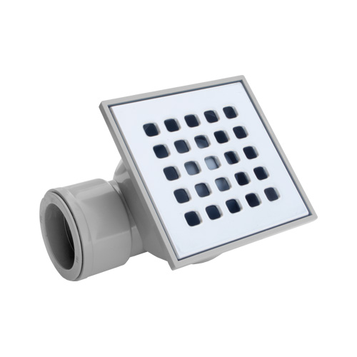 COLADERA DE PVC 10X10CM CON REJILLA ACERO INOXIDABLE SALIDA HORIZONTAL COFLEX