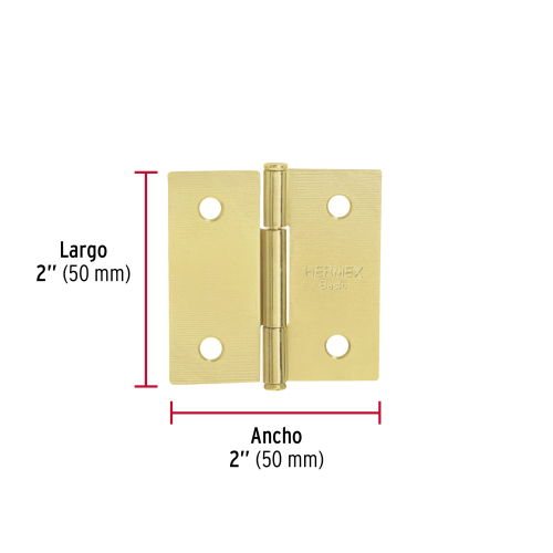 BISAGRA CUADRADA DE 2" LATONADO CABEZA PLANA BASIC HERMEX
