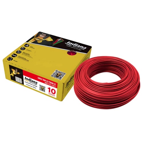 CAJA DE CABLE THW CALIBRE 10 ROJO INDIANA
