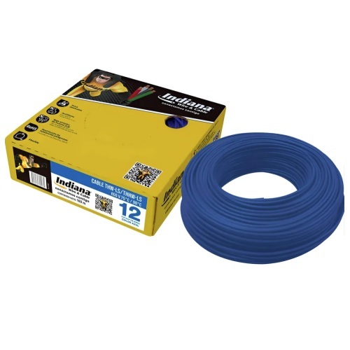 CAJA DE CABLE THW CALIBRE 12 AZUL INDIANA