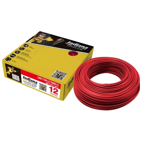 CAJA DE CABLE THW CALIBRE 12 ROJO INDIANA