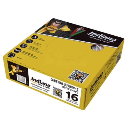 CAJA DE CABLE THW CALIBRE 16 BLANCO INDIANA