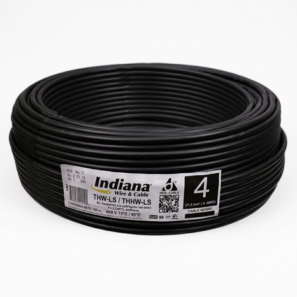 CAJA DE CABLE THW CALIBRE 4 NEGRO INDIANA