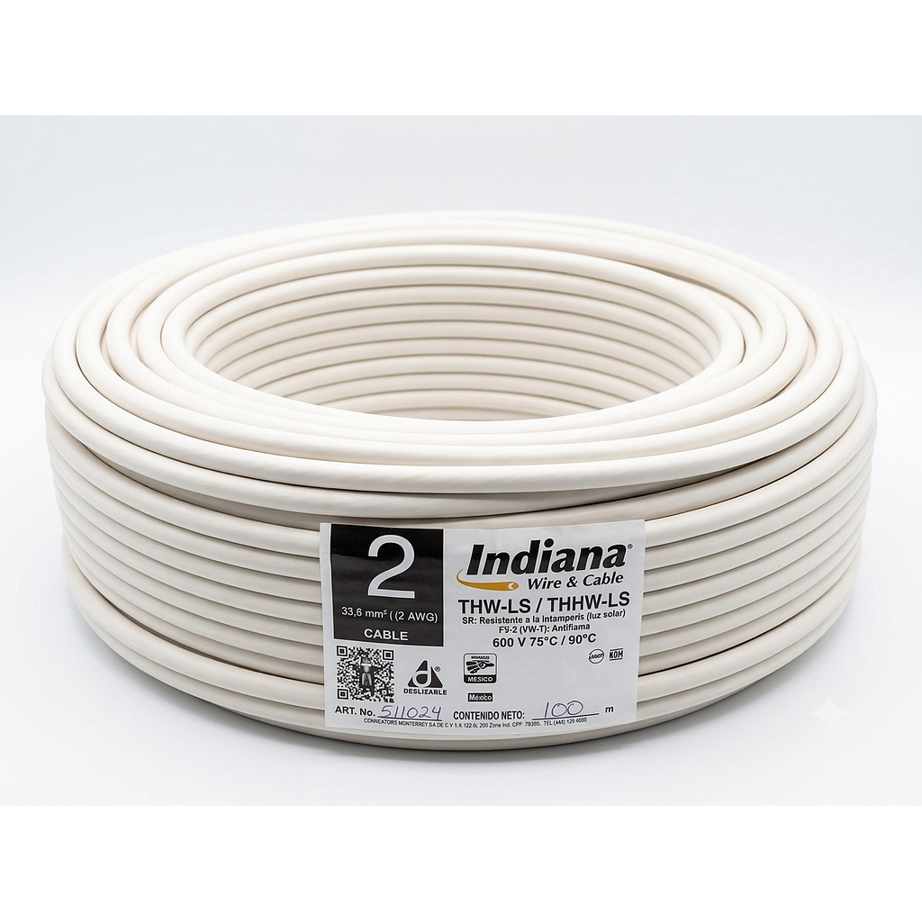 CAJA DE CABLE THW CALIBRE 2 BLANCO INDIANA
