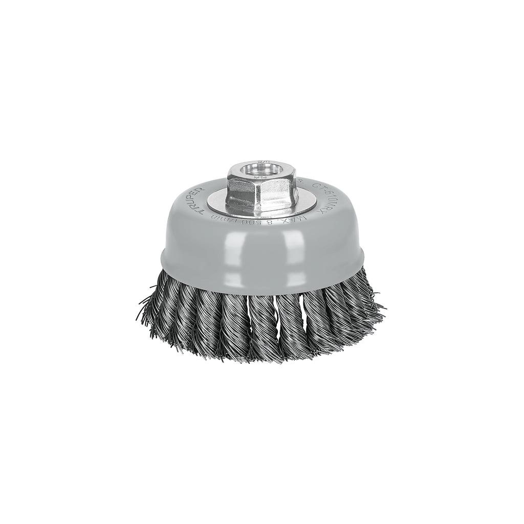 CARDA COPA 4" ALAMBRE TRENZADO GRUESO MULTI-ROSCA TRUPER