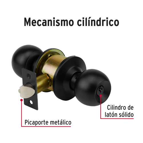 CERRADURA POMO NEGRO ENTRADA HERMEX