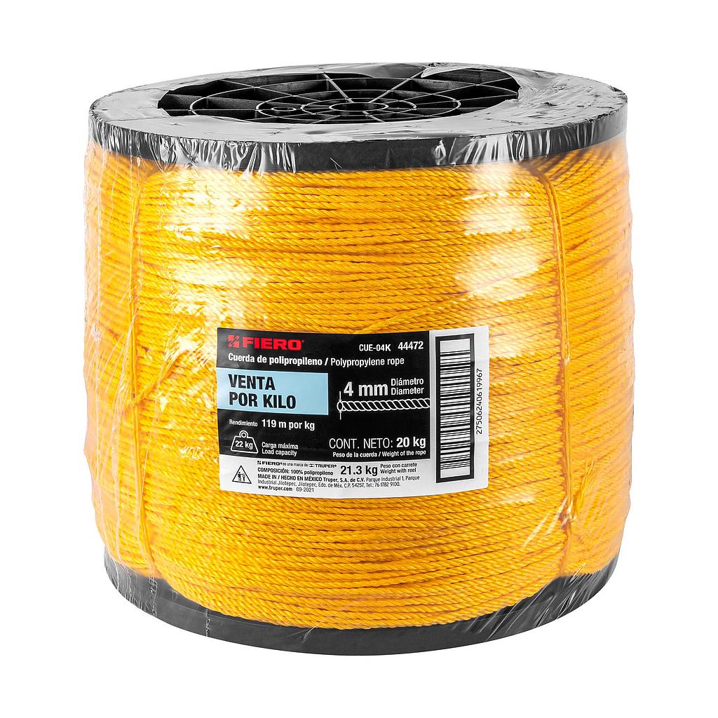 CUERDA DE POLIPROPILENO DE 4 mm (5/32") ROLLO DE 20 kg FIERO
