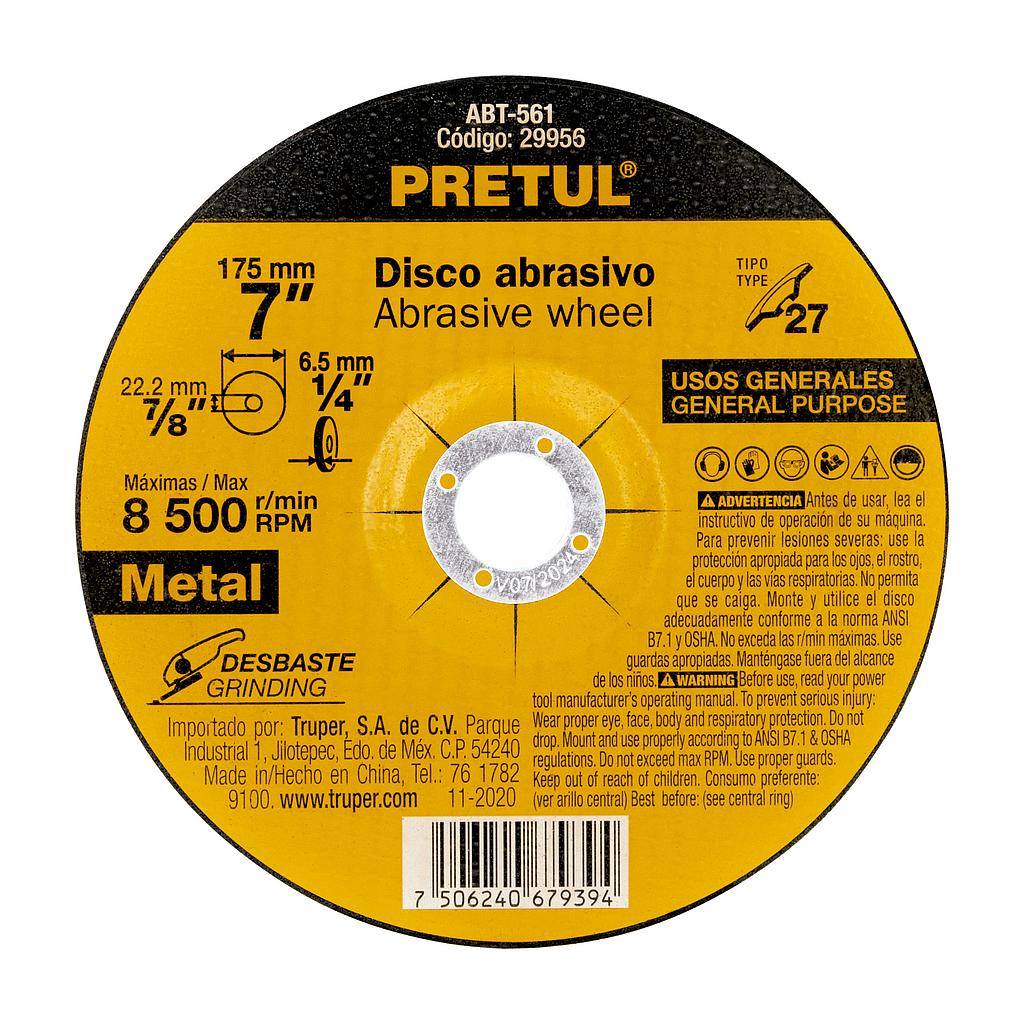 DISCO PARA DESBASTE DE METAL 7 PRETUL