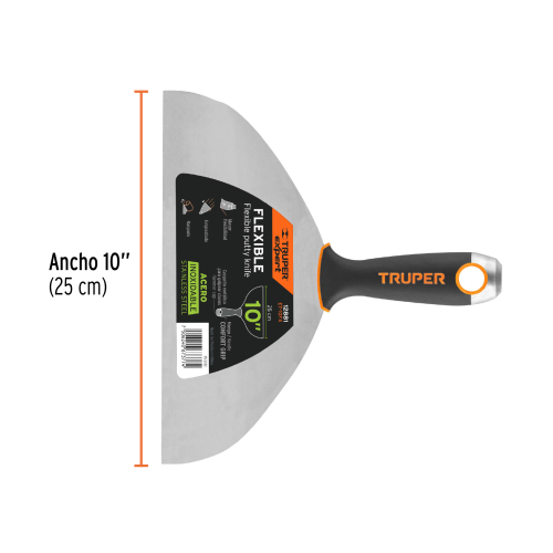 ESPATULA FLEXIBLE DE 10 ACERO INOX.MANGO COMFORT, GRIP TRUPER