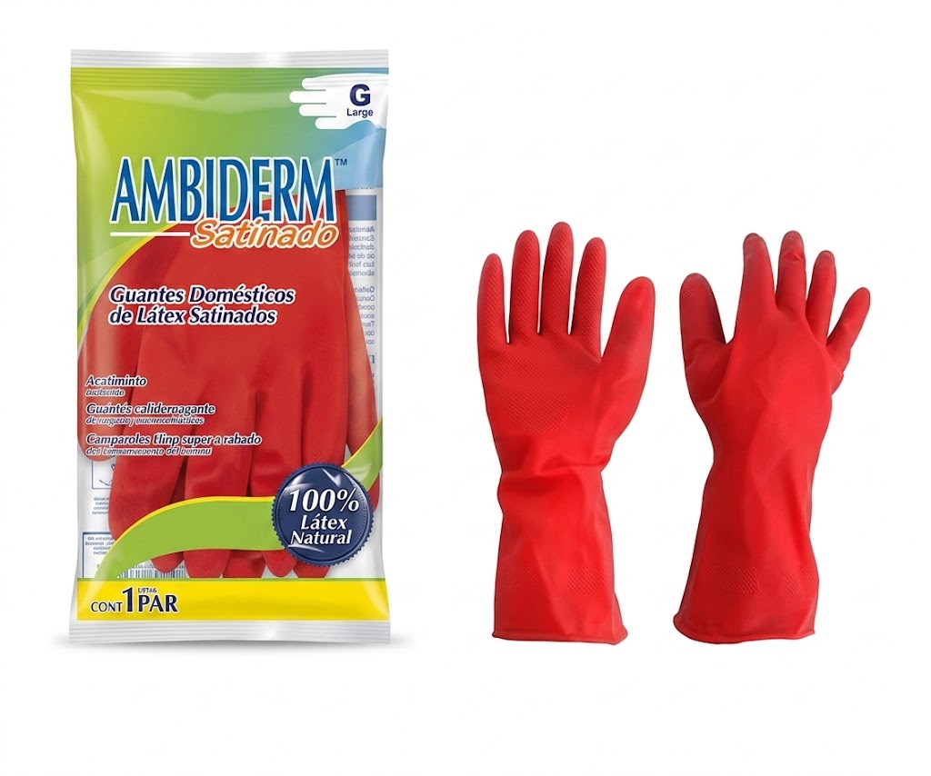 GUANTE DE PLASTICO ROJO AMBIDERM