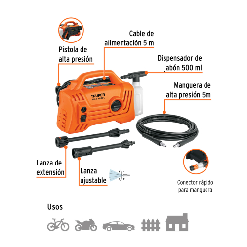 HIDROLAVADORA ELECTRICA COMPACTA 1600 PSI TRUPER