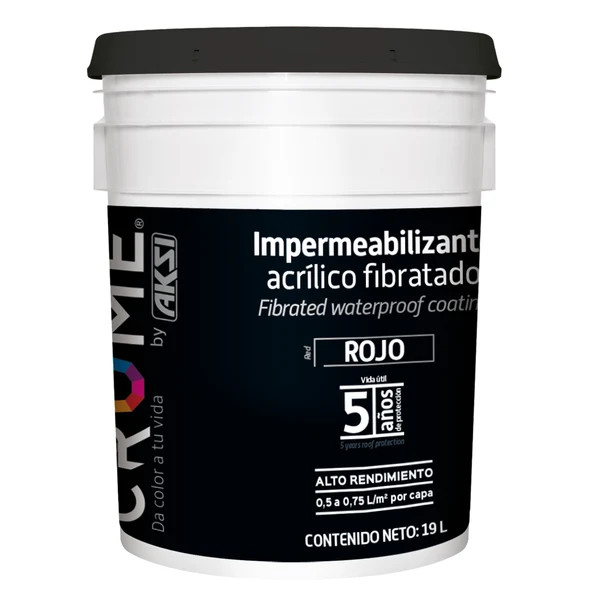 IMPERMEABILIZANTE ACRILICO FIBRATADO ROJO 19 L 5 AÑOS AKSI