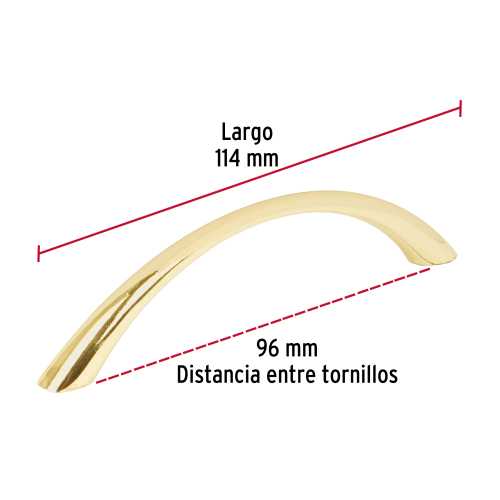 JALADERA DE 96MM LINEA ARCO LATON BRILLANTE HERMEX