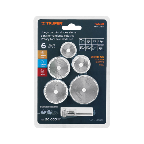 KIT DE MINIDISCOS SIERRA PARA HERRAMIENTA ROTATIVA 6 PIEZAS