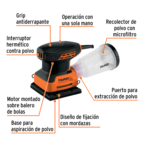 LIJADORA ORBITAL 1/4 HOJA 240W TRUPER