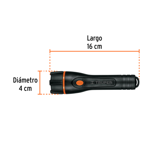 LINTERNA PLÁSTICA 1 LED 80 LM CON 2 PILAS AA, TRUPER