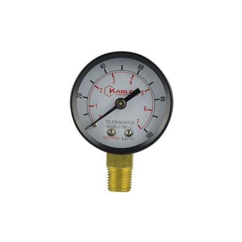 MANOMETRO 2 7 kg 100 PSI 1/4 NPT MODELO 100-2 KARLEN (14MANOME001CH)