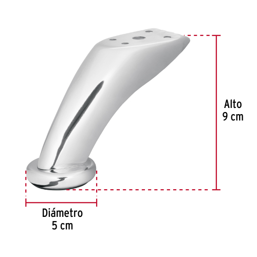 PATA PARA SOFA Y MUEBLE CROMO ALTURA 9 CM HERMEX